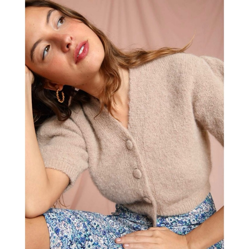 Rouje Beige Cardigan Sweater